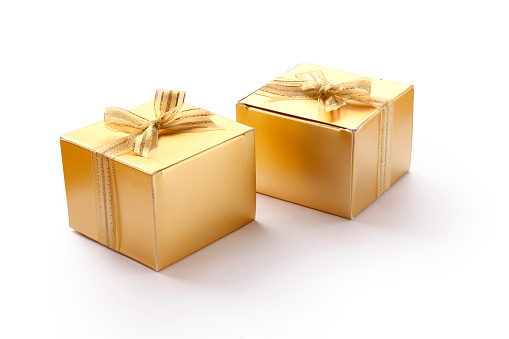 The Golden Package Gift Boxes for Elegance Jubilee Occasion Background and Banner Festival.