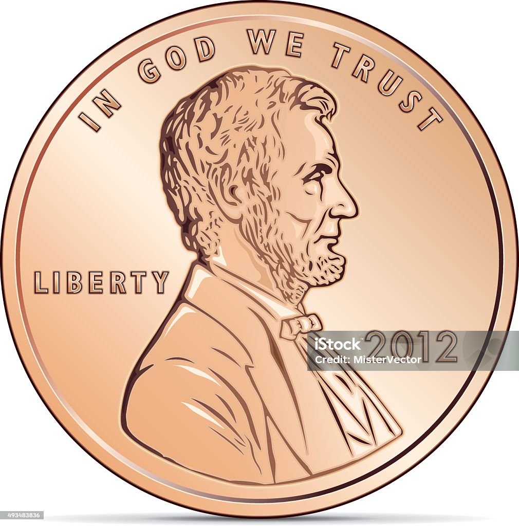 US Cent Coin Vector based illustration eps with simple gradations. US cent coin depicting Abraham Lincoln. US Penny stock vector