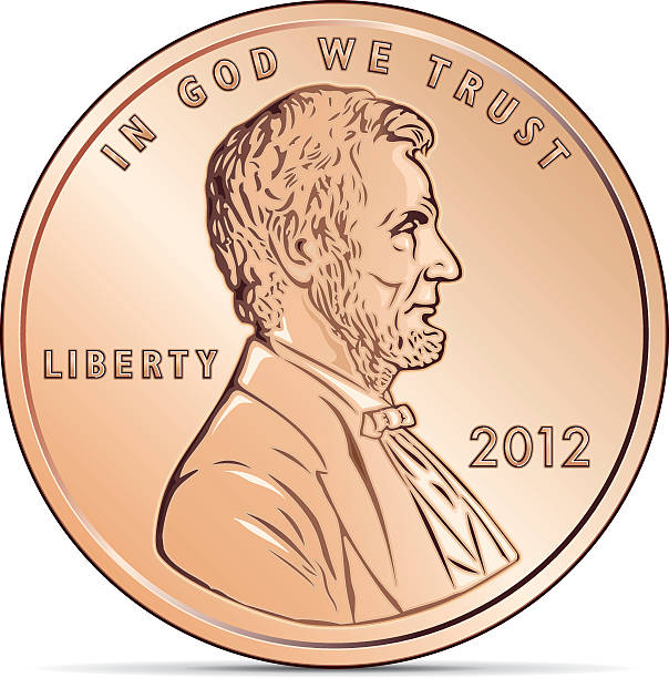 US Cent Coin Vector based illustration eps with simple gradations. US cent coin depicting Abraham Lincoln. president illustrations stock illustrations