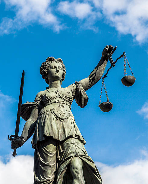 istock Justitia, a monument in Frankfurt, Germany 493498489