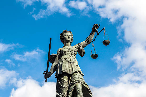 istock Justitia, a monument in Frankfurt, Germany 493498751