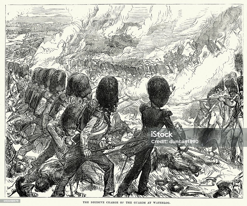 Battle of Waterloo - Zbiór ilustracji royalty-free (Sztych)