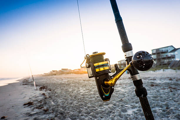 Surf fishing rods at the beach in North Carolina