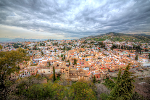 Hill in Granada as seen from Al Hambra