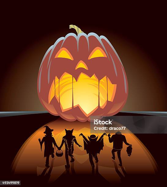 Halloween Cukierek Albo Psikus - Stockowe grafiki wektorowe i więcej obrazów Halloween - Halloween, Kostium, Cień