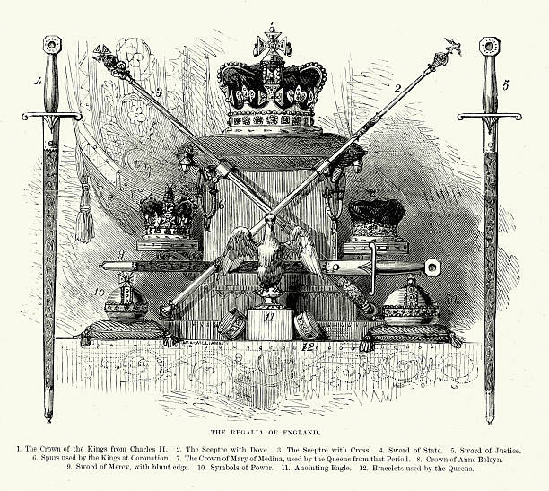 ilustrações, clipart, desenhos animados e ícones de o regallia da inglaterra - st edwards crown