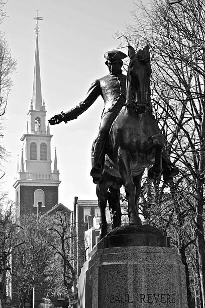 istock Paule Revere Statue in Boston, Black and White 493502635