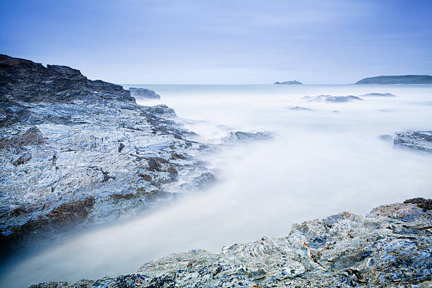 Gwithian Towans, North Cornwall, England UK. Long exposure looking out to sea