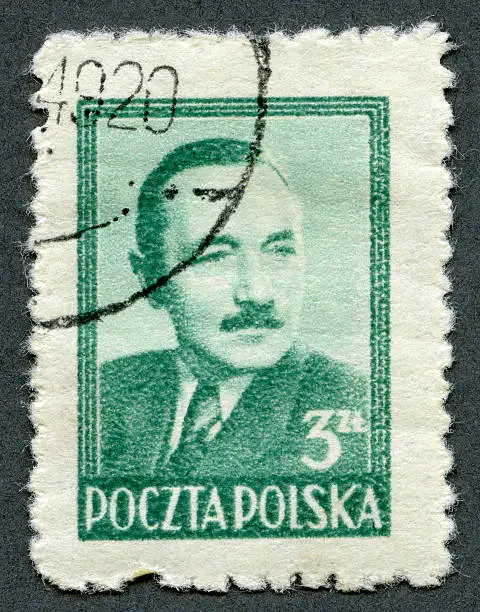Postage stamp Poland 1948 printed in Poland shows President Boleslaw Bierut (1892-1956), circa 1948