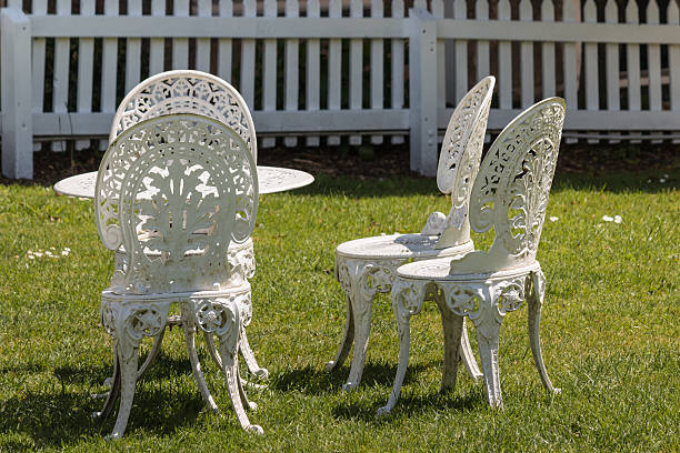 istock white wrought iron garden furniture 493504130
