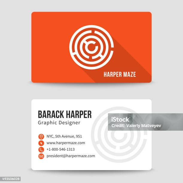 Modern Business Card Vector Template With Maze Logo Stock Illustration - Download Image Now