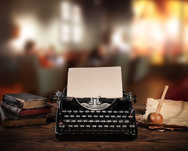 istock Antique typewriter in old vintage style 493507336