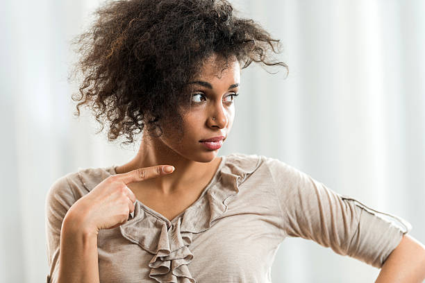 istock Serious African American woman pointing. 493507878