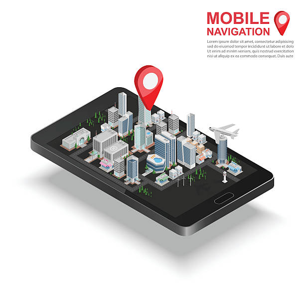 изометрические 3 d концепции для мобильных gps навигации, вектор - smart phone mobility computer icon concepts stock illustrations