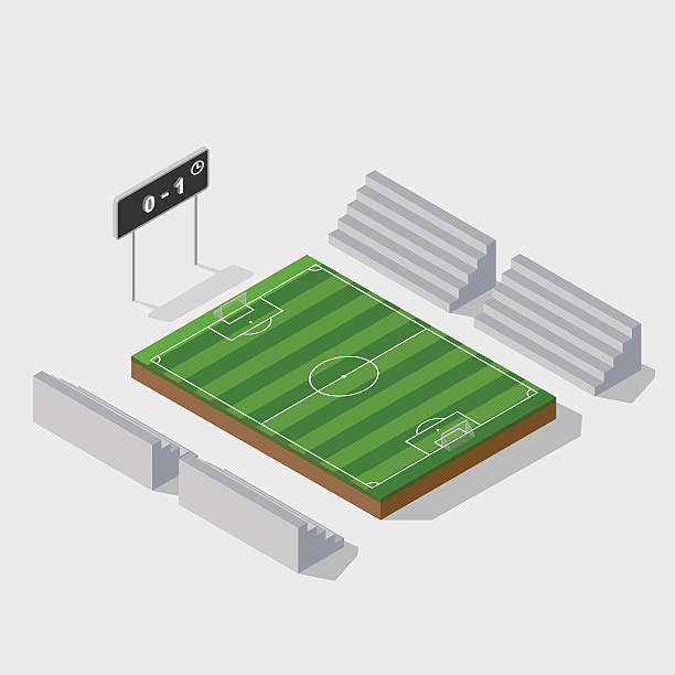 ilustrações de stock, clip art, desenhos animados e ícones de 3 d minibarra de ferramentas campo de futebol com marcador, vector - soccer stadium fotografia de stock