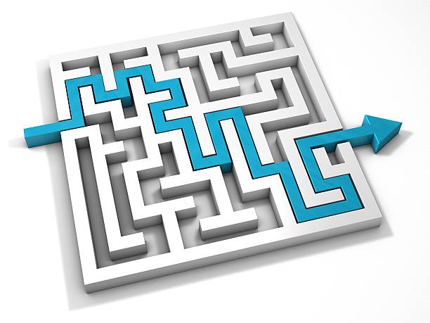 istock Labyrinth maze 3d arrow turquoise. 493513804