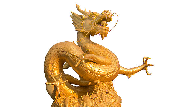 istock Golden dragon  on white background 493514722