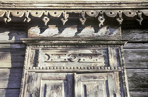 istock Fragment of the old Russian window nineteenth century. 493515404