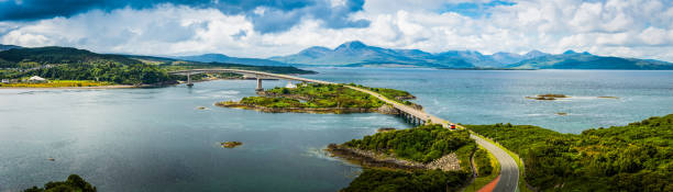 istock Scotland Skye Bridge over Loch Alsh to Highlands mountains panorama 493517230