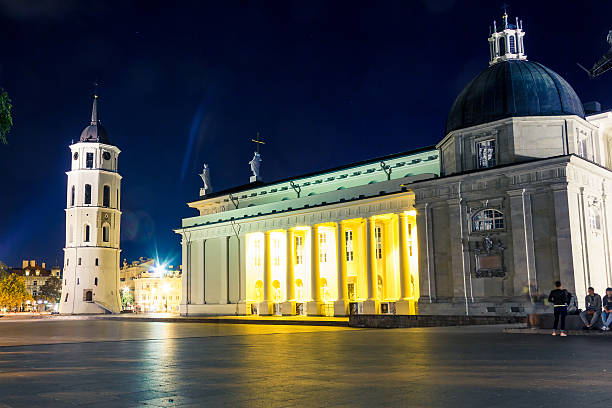 istock Night cahtedral at Vilnius, Lithuania 493527616