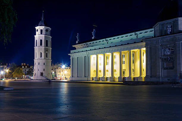 istock Night cahtedral at Vilnius, Lithuania 493527640