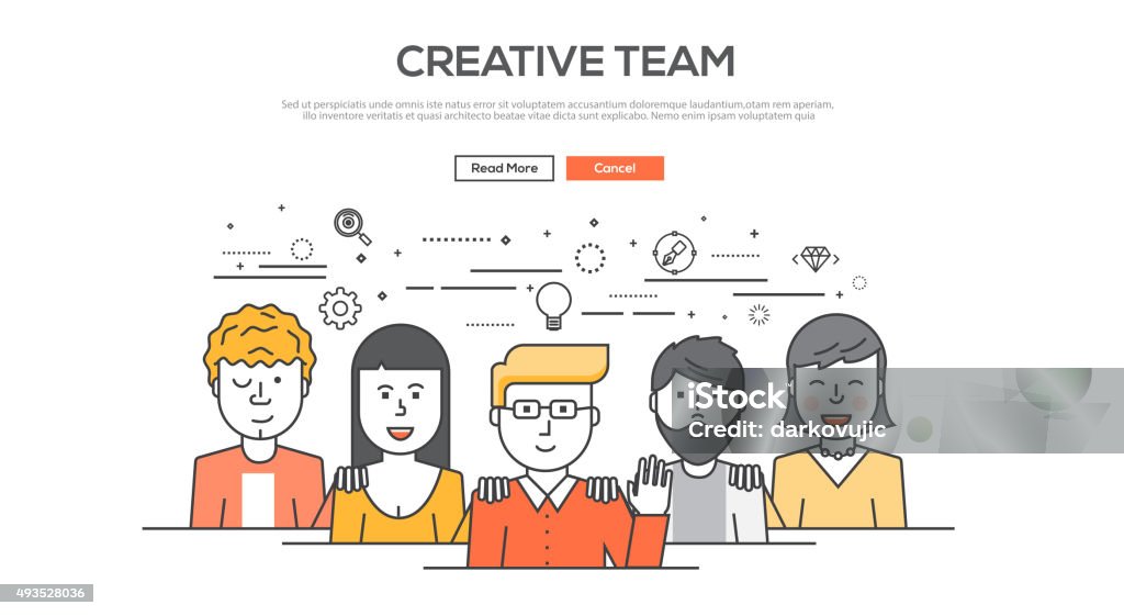 Flat Line design graphic image concept Flat Line design graphic image concept, website elements layout of  Creative team. Icons Collection of Creative Work Flow Items and Elements. Vector Illustration 2015 stock vector