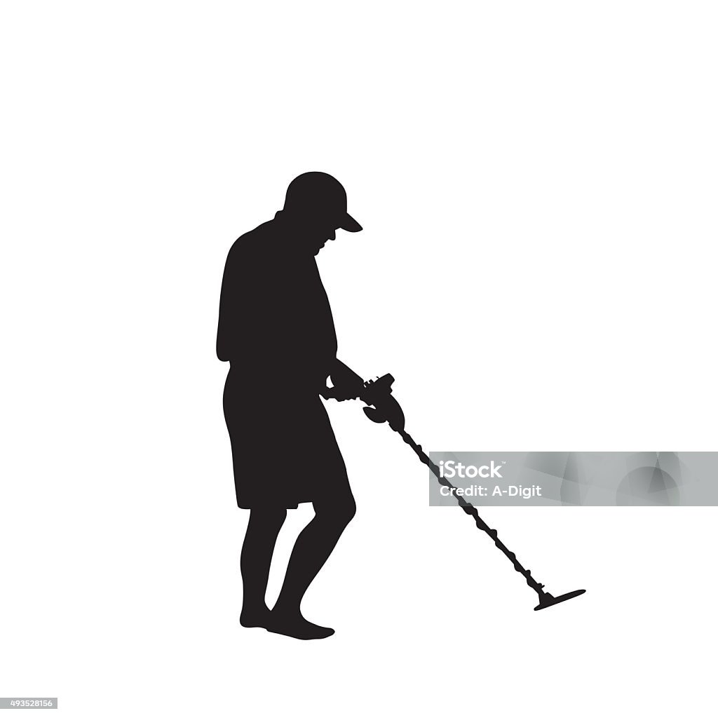 Metal Detector A vector silhouette illustration of a man using a metal detector. Recreational Metal Detector stock vector