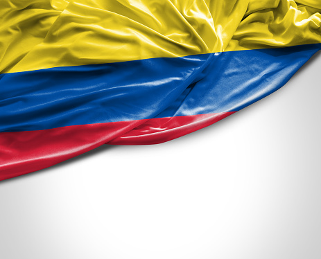 Colombia waving flag on white background