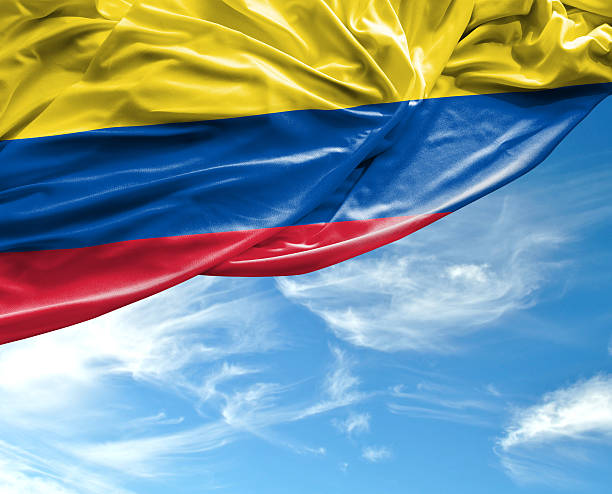 Colombia waving flag on beautiful day