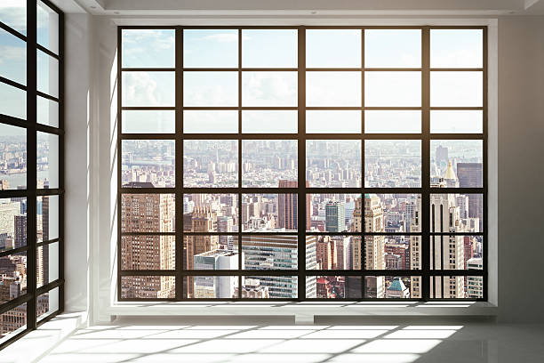 istock Floor-to-ceiling windows with city view 493531824