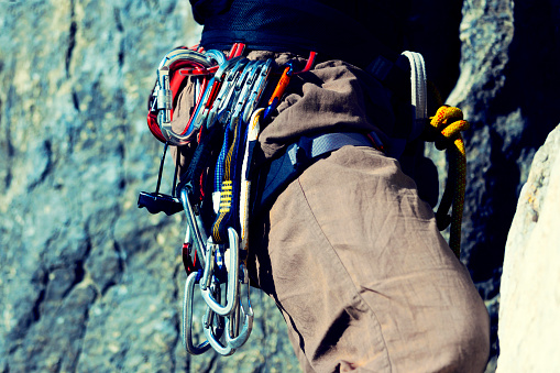 mountain climber detail with equipment