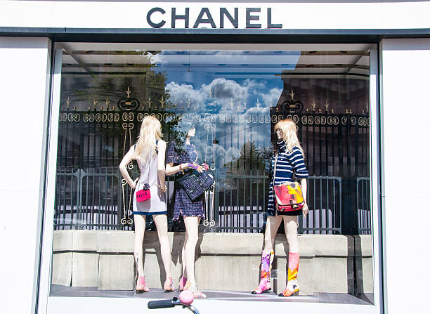Chanel store in the P.C.Hooftstraat shopping street in Amsterdam. stock photo