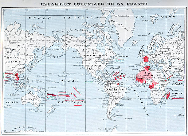 zabytkowa mapa z kolonii - colony stock illustrations