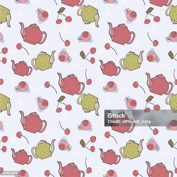 Seamless Summer Teapot Pattern Stock Illustration - Download Image Now - Afternoon Tea, Backgrounds, Breakfast