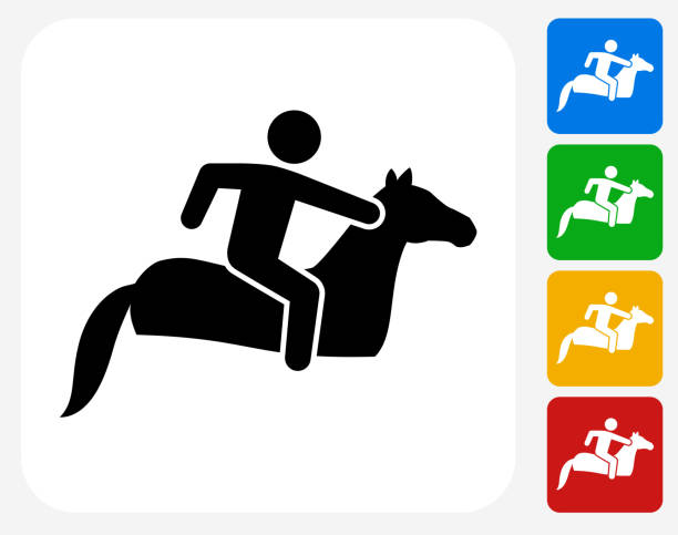 ホース解きグラフィックデザインアイコンフラット - equestrian event flat racing horse racing people点のイラスト素材／クリップアート素材／マンガ素材／アイコン素材