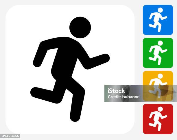 Jogging Icon Flat Graphic Design Stock Illustration - Download Image Now - Running, Stick Figure, Athlete