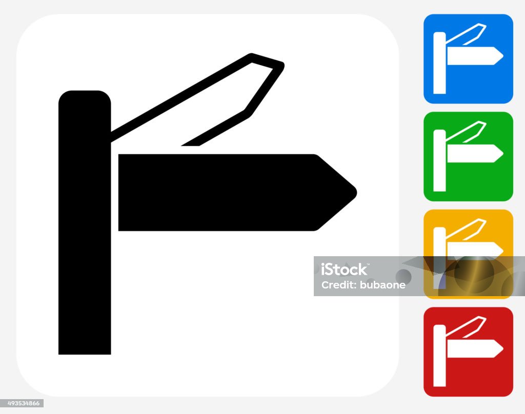 Street Signs Icon Flat Graphic Design Street Signs Icon. This 100% royalty free vector illustration features the main icon pictured in black inside a white square. The alternative color options in blue, green, yellow and red are on the right of the icon and are arranged in a vertical column. Corner stock vector