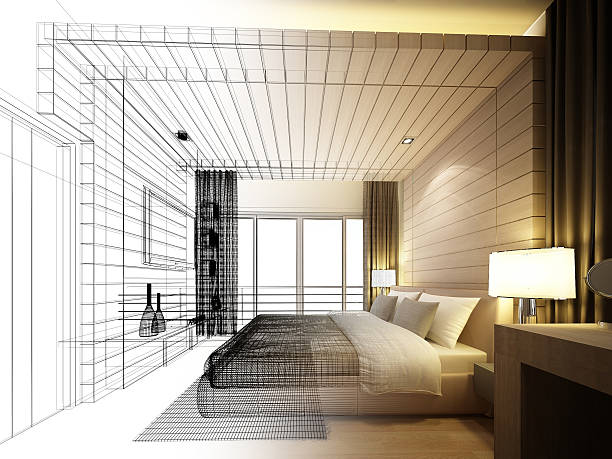 istock abstract sketch design of interior bedroom 493534898