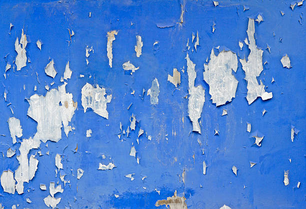 blue old painted wall stock photo