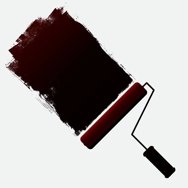 Vector illustration of Paint roller and grunge paint