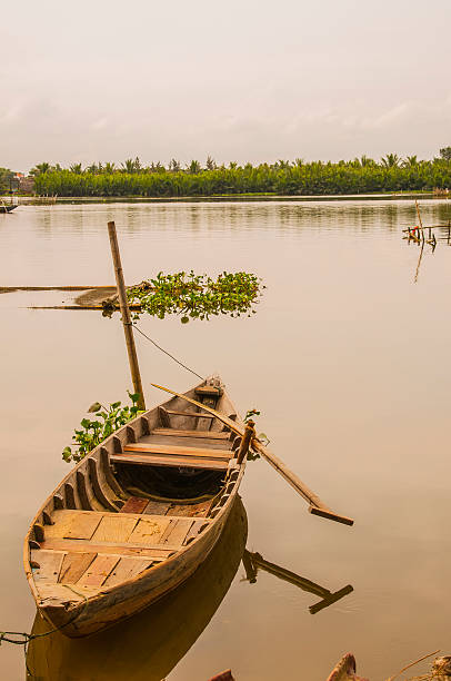 Traditional wooden fishing boat in a small creek near Paramaribo, Surinam.