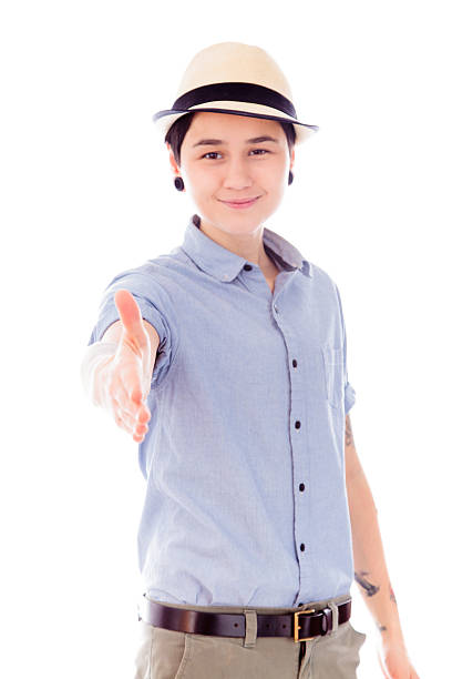 istock Young woman offering hand for handshake 493537339