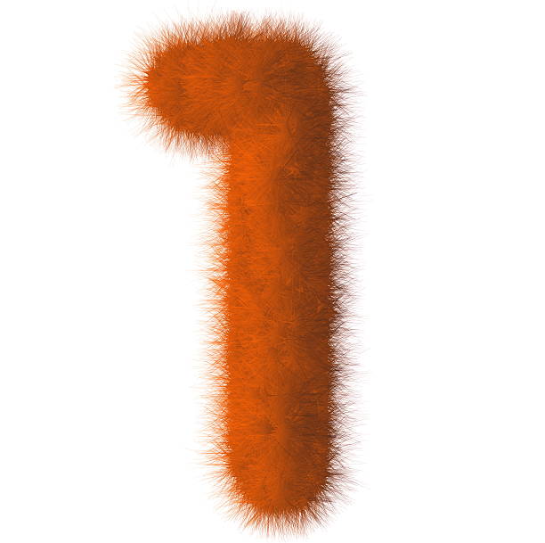 istock Orange shag 1 number font isolated on white background 493537531