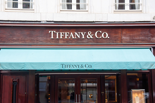 Amsterdam, the Netherlands - April 30, 2015: Tiffany & Co store in the P.C.Hooftstraat shopping street.