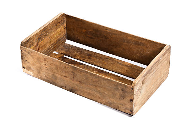 istock Empty old wooden crate isolated on white backdrop 493539026
