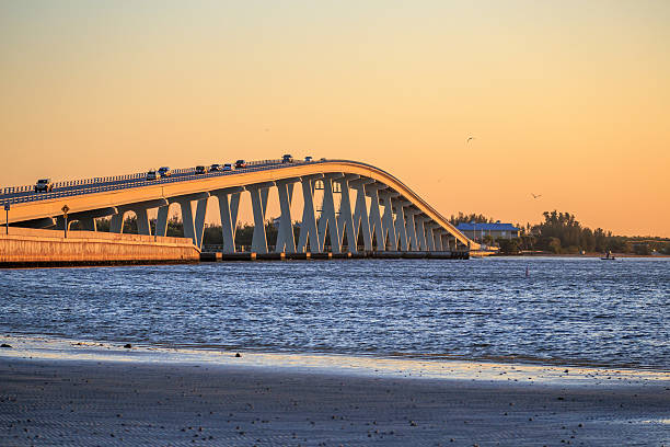 istock Sanibel Bridge at dawn, golden bridge 493539552