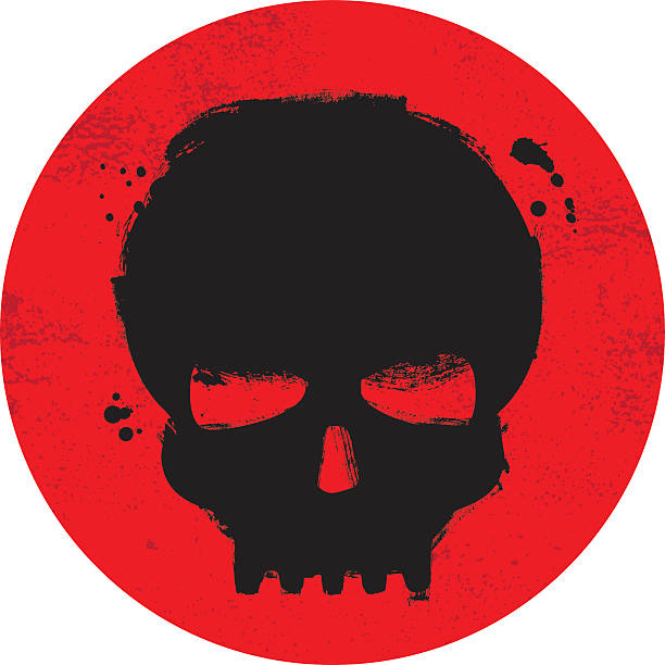 ilustraciones, imágenes clip art, dibujos animados e iconos de stock de grunge de cráneo símbolo pintado sobre fondo rojo - cráneo