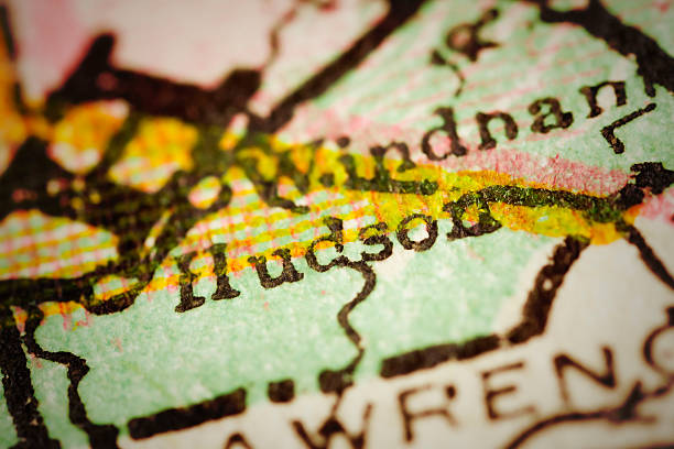 istock Hudson, New Hampshire on an Antique map 493539830