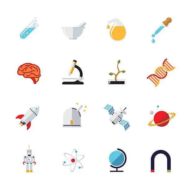 Vector illustration of Science and research icons vector set.