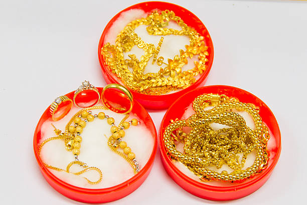 istock Golden jewelry set 493540721